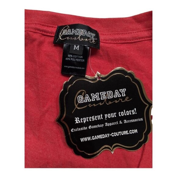 Ohio State University Gameday Couture Red Deep V-Neck Tee Embellished Rhinestone - Picture 4 of 6